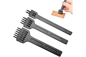 COLRID 3 Piezas Perforadoras Herramientas Artesanales, Perforadora de Cuero, Profesional DIY Metal 2/4/6 Diente Herramientas Perforación Dientes Cuero para Cinturón, Cuero, Tarjeta, Caucho (5 MM)