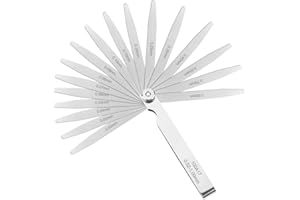 UNIKEEN Galgas de Espesores 17 Cuchillas, 0.02-1.00mm Galga de Acero Métricas Galgas Reglaje Valvulas Herramienta de Medición Gap para Medir Ancho o Espesor de la Brecha