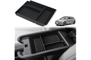 BestEvMod Aufbewahrungsbox für Armlehne im Ioniq5, Organizer-Innenzubehör für Fahrzeuge, Tablett mit Kunststoffrand, kompatibel mit dem Hyundai Ioniq 5 2022 2023 Schwarz (V2)