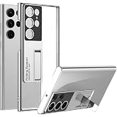 Coverzone Samsung Galaxy S24 Ultra ile uyumlu Şeffaf Kılıf Stand olabilen Full Color Karbon Kamera Koruma Ultra Thin Band Kap