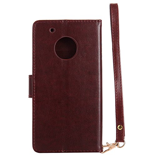 Guran   Luminoso Funda de Cuero Flip Case Cover para Lenovo Moto G5 Plus Smartphone con Funci  n de Soporte y Ranura para Tarjetas-marr  n