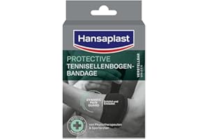 ‎HANSAPLAST Hansaplast Protective Tennisellenbogen-Bandage, stützende Bandage schont & unterstützt den Arm, Ellenbogen-Bandage passend für rechten & linken Ellenbogen, Einheitsgröße – Verstellbar