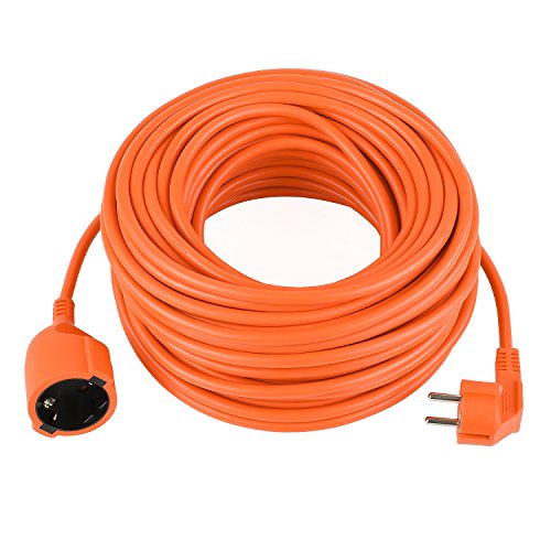 Preisvergleich Produktbild DECKEY Strom Verlängerungskabel Schuko 30m Verlängerungskabel mit Schutzkontakt IP20 Innenbereich Kunststoff Orange
