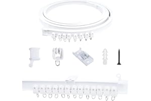 FOGAWA 3m Riel de cortina, rieles para cortinas de techo, riel cortina flexible plegable, sistemas de cortina riel techo para cortinas, rieles de cortina de ducha, separadores de ambientes, blanco