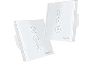 HEUXGIR Wlan Rolladen Zeitschaltuhr,Smart Rolladenschalter mit steuerbarer LED,Kompatibel mit Alexa/Google Home/Smart Life App,Requires Zero Conductor Pack of 2