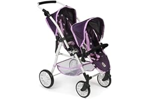 BAYER CHIC 2000 Tandembuggy Twinny - Cochecito doble para dos muñecas, para niños de 4 a 8 años, color morado