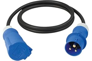 as - Schwabe Camping Verlängerungsleitung 1,5 m – 230 V / 16 A / 3-polig – Wohnmobil CEE-Stecker & CEE-Kupplung mit Klappdeckel - Caravan Verlängerungskabel - Made in Germany - IP44, 61489