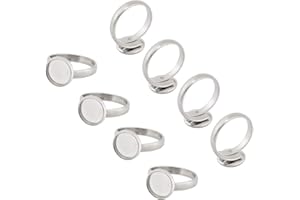 UNICRAFTALE 50 Pc Acciaio Inossidabile Componenti Anulari Regolabili Rotondo e Piatto Pad Ring Risultati di Base per la Creazione di Anelli (Vassoio: 10mm)