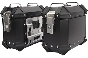 HRDMPFT Alforja De Motocicleta para Izquierda Y Derecha,18L 28L 35L Baúl Lateral Alforjas para Moto Maletas Laterales De Aluminio Alforja De Impermeable/Negro, Plata(Black,35L)