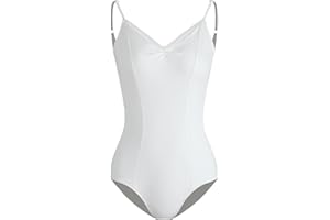 HROYL Body da Danza per Donna Classica Scollo a V Body da Balletto Body Ginnastica Leotards con Spalline Regolabili, C11