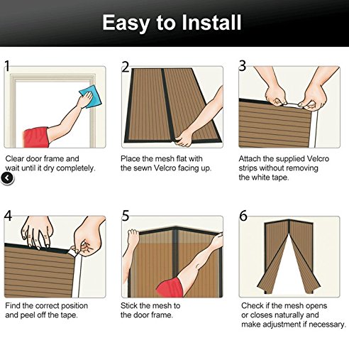 Magnetischer Türvorhang,TopElek Fliegengitter Magnetvorhang Magnet Insektenschutz Türvorhang 110×220cm und 100×210cm Ohne Türrahmen. - 6