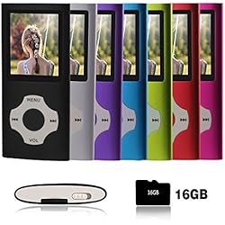 Ueleknight Lecteur MP3 MP4 avec Carte Micro SD 16G, Lecteur de Musique Numérique Portable/Vidéo/E-Book/Visualisation d'images, Lecteur de Musique économique avec écran de 1,8 Pouces -Noir