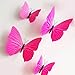 12 Pieces 3D Butterfly Stickrs Fashion Design DIY Wall Decoration House Decoration Babyroom Decoration-ROSE