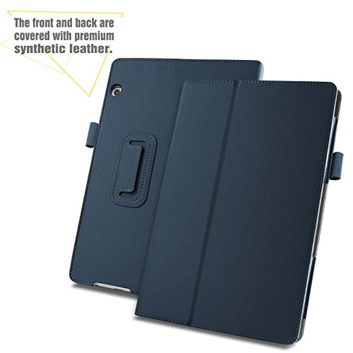 Huawei MediaPad T3 10 Hülle Case, Infiland Slim Fit Folio PU-lederne dünne Kunstleder Schutzhülle Cover Tasche für Huawei MediaPad T3 10 Tablet(Dunkleblau) - 2