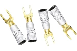 WANGCL 4pcs Speaker Terminal Y Plug Connector 45 Degree Spade Plug Speaker Cable Pure Copper Audio Jack Connector for Speaker Cable