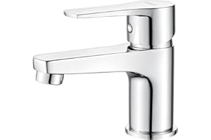 Ibergrif Grifo Lavabo Monomando, Latón Cromado, Cold Start Ahorro Energía, Caño 64 mm, Conexión EU 3/8″, Instalación Exprés, M11357