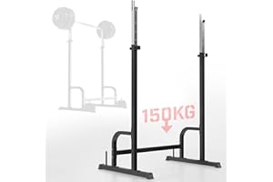 Physionics Soporte para Pesas - 178/110/100 cm, Sólido, Carga Máx. 150 kg, Bastidores de Peso Deslizantes, Acero, Negro - Soporte Ajustable para Barras y Pesas