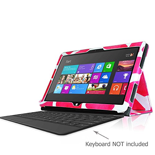 Fintie Schutzhülle Flip Case mit Stylus Halterung für Microsoft Surface RT/Surface 2 26,9 cm nicht kompatibel mit Windows 8 Pro – – ZD-Giraffe Magenta Surface 2 / Surface RT - 9