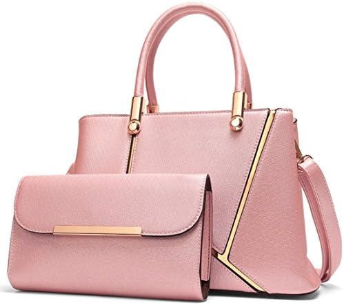 MATAGA Fashion PU Handbag For Women Tote Shoulder Bags For Ladies Handbags + Chain Bag JH-502 (Rose Gold)