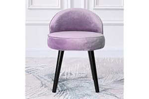 Qivange Velvet Vanity Dressing Table Stool Low Back Makeup Vanity Chair Bedroom Chair Wood Legs (Purple, 48 * 48 * 68CM)