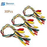 Senven 30pcs cordon de test de pince crocodile à double tête ensemble cavalier couleur connecteur de sonde de pince crocodile, ligne clip de fil crocodile crocodile à double extrémité -53cm
