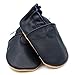 Dotty Fish Soft Leather Baby Shoes With Non Slip Suede Soles. Toddler Shoes. Plain Navy Shoe. Smart Design. Boys and Girls. 12-18 Months