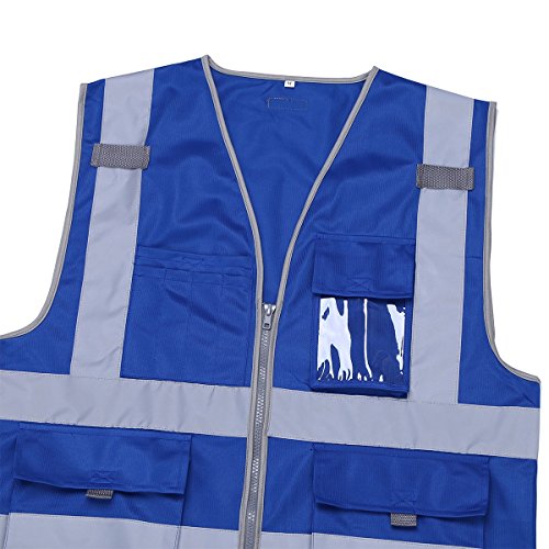 iiniim Unisex Reflektierende Sicherheitsweste Warnweste Verkehrswarnweste Baustellenweste mit Taschen M L XL XXL - 5