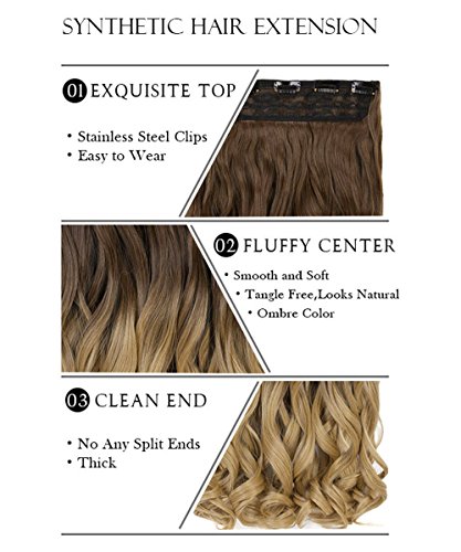 Neverland 24 Zoll (60 cm) Voll Leiter Clip in Hair Extensions Ombre wellenformige lockige Dip Dye 8#/25# - 7