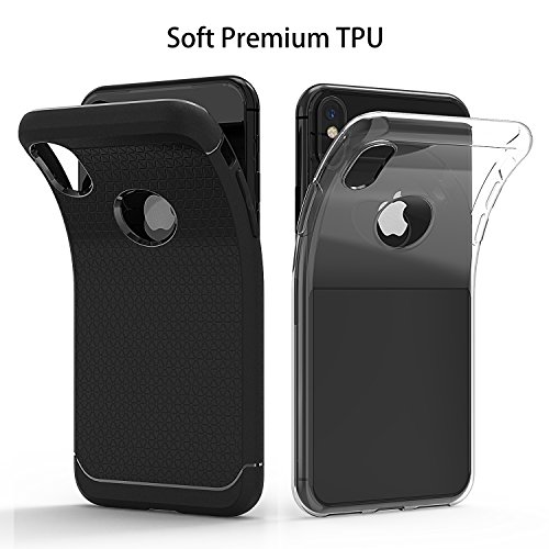  2-Pack  Funda iPhone X  Carcasa iPhone X SPARIN TPU Negra y Transparente  Flexibilidad   Contra Ara  azos   Anti-Golpe   Ajuste Perfecto  Carcasa  Funda de Silicona  Espalda Protecci  n Carcasa funda para iPhone X