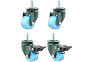 Aiyomi Industrielle Schwerlast-Rollen 1,5 Zoll (40 Mm) 2 Zoll (50mm) M8 / M10 / M12 Gewinde Doppeltes Lager Möbel-Rollen Mit Bremse Universal Schwenkbar Lenkrollen Tragfähigkeit 250-300KG