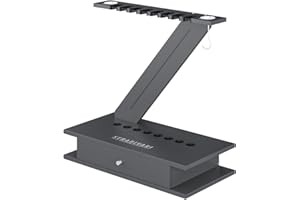 ‎STRADIVARI Stradivari Billard Queueständer Zorro im modernen Design | Stabiler, Standfester Ständer für 8 Queues, Kreide, Zubehör | Aus Furnier u. Edelstahl | 70x80x40 cm | Markenqualität