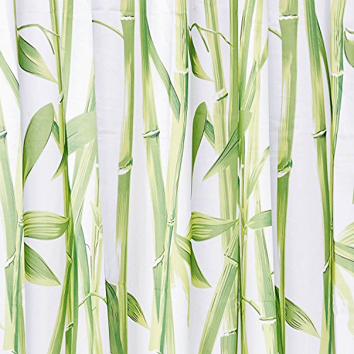 Duschvorhang Bambus textil – Hygienisch & elegant | Badewannen-Vorhang 100% Polyester Badewanne Anti Schimmel 180 x 180 cm waschbar | Dekoration Feng Shui Bamboo | asiatischer stil - 4
