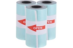 Bisofice Sticker Paper Roll,Adhesive Thermal Paper Roll, Peripage Paper with Self-Adhesive 57 * 30mm for PeriPage A6 Pocket Thermal Printer for PAPERANG P1/P2 Mini Photo Printer,3 Rolls,White