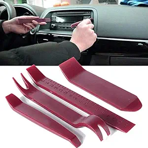 AutoTrends 4Pcs Red Car Door Plastic Trim Panel Clip Dash Radio Removal Pry Open