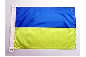 AZ FLAG - Drapeau Ukraine - 45x30 cm - Pavillon Nautique Ukrainien Spécial Bateau Et Extérieur En Maille Bloquée Avec Anneaux Plastiques Intégrés - 30g