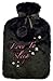 2 Litre Hot Water Bottle with Furry Cover ~ Sleeping Princess, Love To Sleep etc (Black Love To Sleep)