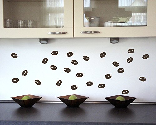 Wandtattoo Kaffeebohnen Wandtattoo Kaffee Küche in 4 Größen und 19 Farben (22x30cm braun) - 3