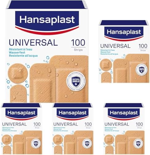 Hansaplast Cerotti UNIVERSAL, Cerotti impermeabili con elevato potere adesivo, Cerotti traspiranti per tutti i tipi di ferite, 1 confezione da 500 Pezzi in 4 formati