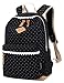 Produktbild COOFIT Rucksack Mädchen, Rucksack Damen Elegant Canvas Rucksack Retro Rucksack Vintage für Outdoor Camping Picknick Sports, L, Black Wave Point