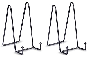HCHLQLZ 6 * 3 Pollici Ferro Supporto Cavalletto Decorativo per Foto, Piatti, cornici, Libri di Cucina, Piatti Decorativi, Tablet e Arte, Nero 2 Pezzi