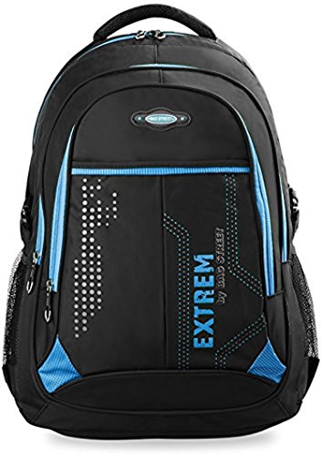großer Herren - Rucksack Schultasche Freizeittasche Markentasche Bag Street Arbeitstasche verschiedene Farben -- präsentiert von RabamtaGO® -- (schwarz/blau)