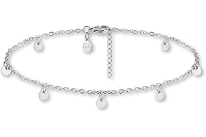 GD GOOD.designs Fußkettchen für Damen in Gold, Rosegold, Silber oder Schwarz I Wasserfeste Plättchen Fußkette verstellbar (22-27cm) aus Edelstahl I Frauen Fußschmuck mit Coins