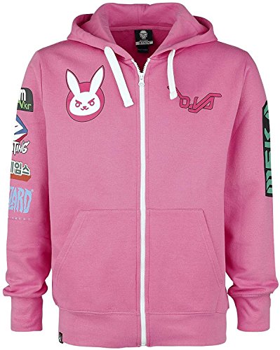 Overwatch con Capucha del Logotipo de La Chaqueta D.VA Para el Juego de Algodón de Color Rosa - M