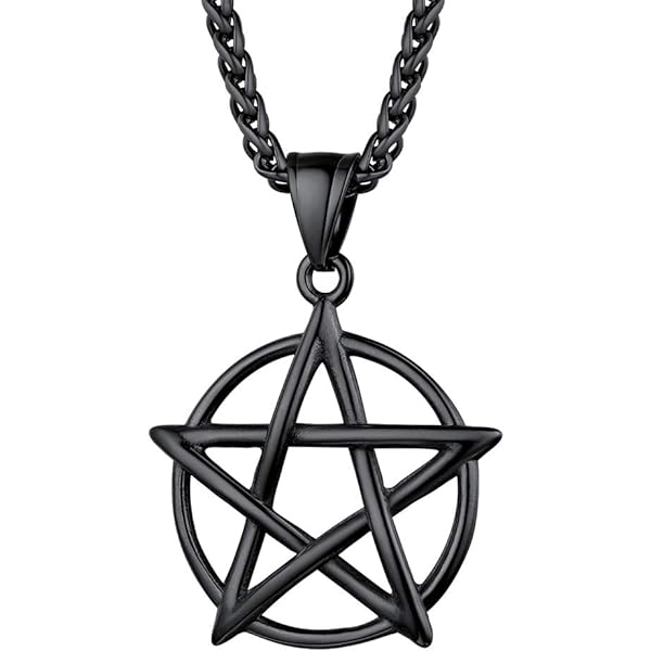 Collana da uomo in acciaio inossidabile con ciondolo a forma di pentacolo argentato, con catenina da 23 pollici, design accattivante Collana da uomo in acciaio inossidabile con ciondolo a forma di pentacolo argentato, con catenina da 23 pollici, design accattivante
