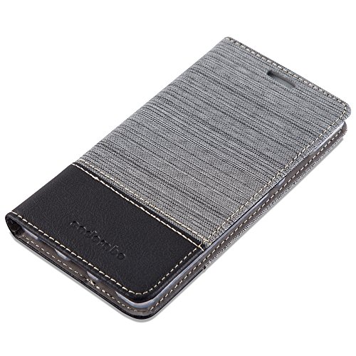 Huawei P8 LITE Funda Estilo Libro en GRIS NEGRO de Cadorabo  Dise  o TELO-CUERO-ARTIFICIAL      Cubierta Protectora con Cierre Magn  tico  Tarjetero y Funci  n de Suporte     Protecci  n Carcasa Caja Etui Case Cover