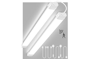 Lightasea LED Batten Light, Linkable Tube Light with Motion Sensor 4FT 40W 6500K Daylight LED Garage Lighting with Plug, IP66 Waterproof Fluorescent Light Fittings 115CM for Workshop, Office, Kitchen