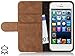 Produktbild StilGut Ledertasche "Talis" Book Type Case V2 für Apple iPhone 5 & iPhone 5s aus echtem Leder mit Fach für Kredit- oder Visitenkarten, Cognac Vintage