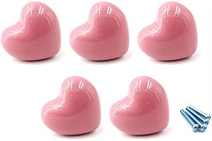CHUANGOU Möbelknöpfe Herzform Rosa Herzförmiger Keramikknopf 5 Stück