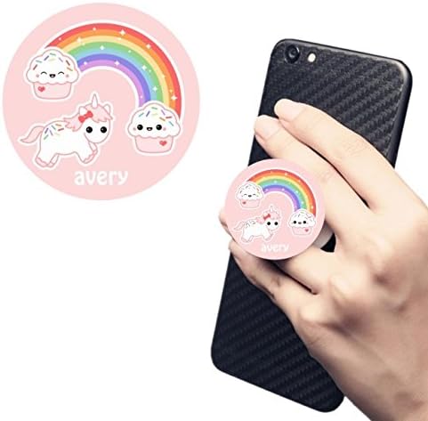 Pop Multi-Function Car Mount Free Clip Cell Phone Holder Expanding Stand Grip Sockets For Smartphones iphone 6 Samsung LG Sony iPad And Tablets White Extensible Finger Holder-Cupcake Rainbow Unicorn