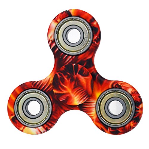 Hand Tri-Spinner Fidget Toy Spins ADHD, Anxiety, Autism, and Boredom Focus Toy Ultra Durable High Speed Last for 1-3mins (Camouflage red 2)